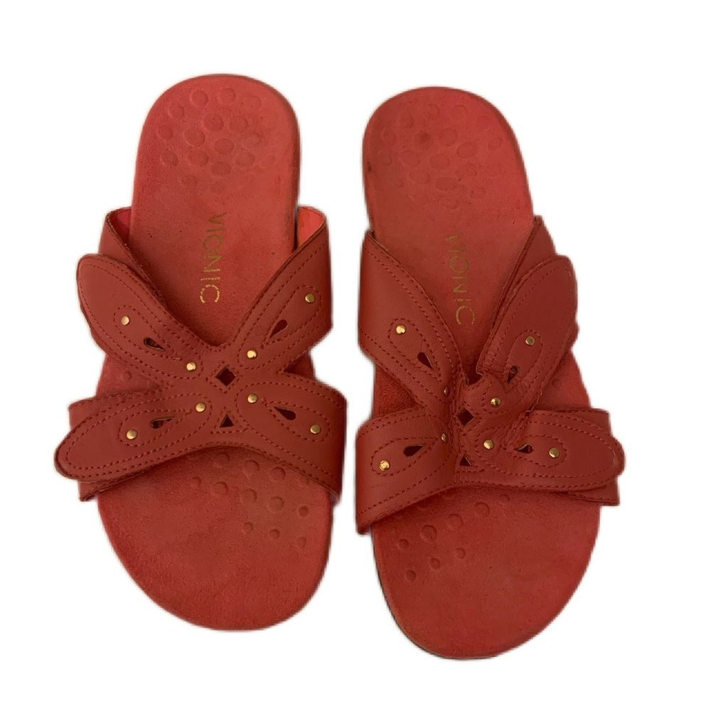 Vionic Women's SZ 8 Pink Sonja Adjustable Hook and Loop Slide Comfort Sandals
